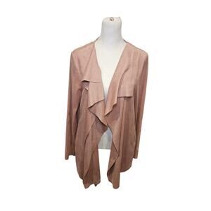 KUT from the kloth suede drapy open cardigan dusty pink large western chic fall